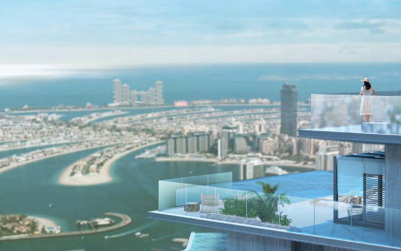 Jumeirah Beach Residences with Palm Jumeirah Views